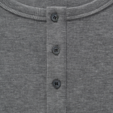 RIBBED L/S HENLEY in grey marl