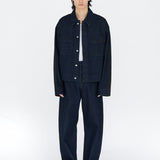 EDGAR Magnetic Closure Crop Denim Jacket in Dark Indigo Turkish Denim