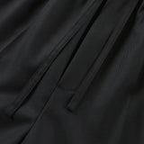 ELIJAH Elastic Waist Relaxed Trouser in Black Wool (Machine Washable)