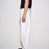 TAILORED HEAVY COTTON TWILL TROUSERS in bone white