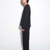 RIBBED L/S HENLEY in black charcoal marl