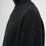 MILES High Neck Cropped Zip Sweater in Black Melange