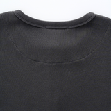 RIBBED L/S HENLEY in dark slate grey