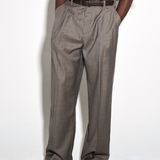DEEP PLEATED TROUSERS in taupe melange