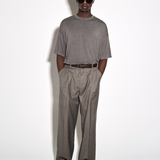 DEEP PLEATED TROUSERS in taupe melange