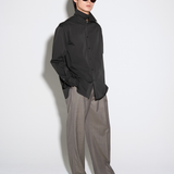 DEEP PLEATED TROUSERS in taupe melange