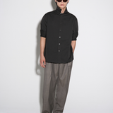 DEEP PLEATED TROUSERS in taupe melange