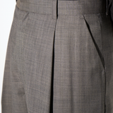 DEEP PLEATED TROUSERS in taupe melange