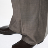 DEEP PLEATED TROUSERS in taupe melange