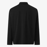BYRON Boxy L/S Polo in Black Long Staple Cotton