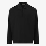 BYRON Boxy L/S Polo in Black Long Staple Cotton