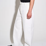 TAILORED HEAVY COTTON TWILL TROUSERS in bone white