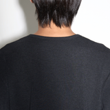 RIBBED L/S HENLEY in black charcoal marl
