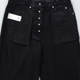 WIDE LEG JEANS in black italian chain twill denim