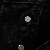 WIDE LEG JEANS in black italian chain twill denim