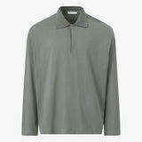BYRON Boxy L/S Polo in Grey Olive Long Staple Cotton