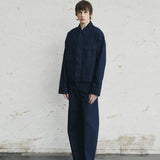 EDGAR Magnetic Closure Crop Denim Jacket in Dark Indigo Turkish Denim
