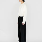 ELIJAH Elastic Waist Relaxed Trouser in Black Wool (Machine Washable)