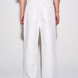TAILORED HEAVY COTTON TWILL TROUSERS in bone white