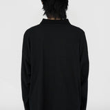 BYRON Boxy L/S Polo in Black Long Staple Cotton