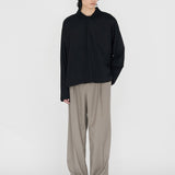 BYRON Boxy L/S Polo in Black Long Staple Cotton