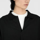 BYRON Boxy L/S Polo in Black Long Staple Cotton