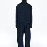 EDGAR Magnetic Closure Crop Denim Jacket in Dark Indigo Turkish Denim