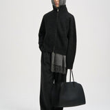 MILES High Neck Cropped Zip Sweater in Black Melange