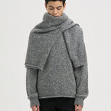 SETH Rolled Hem Sweater in Grey Melange