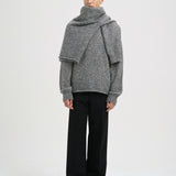 SETH Rolled Hem Sweater in Grey Melange