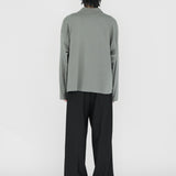 BYRON Boxy L/S Polo in Grey Olive Long Staple Cotton