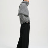 SETH Rolled Hem Sweater in Grey Melange