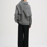 SETH Rolled Hem Sweater in Grey Melange