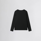 RIBBED L/S HENLEY in black charcoal marl