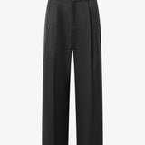 THEO Pleated Trousers in Charcoal Marl Grey Wool (Machine Washable)
