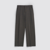 DEEP PLEATED TROUSERS in taupe melange