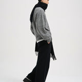 SETH Rolled Hem Sweater in Grey Melange