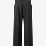 THEO Pleated Trousers in Charcoal Marl Grey Wool (Machine Washable)