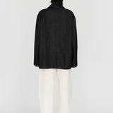 (PRE-ORDER) LIAM Lambskin Leather Collar Field Jacket in Black Japanese Raw Denim