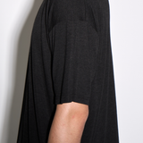 DRAPE KNIT TEE in black charcoal marl