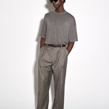 DEEP PLEATED TROUSERS in taupe melange