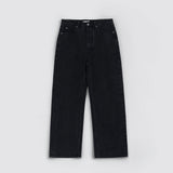 WIDE LEG JEANS in black italian chain twill denim